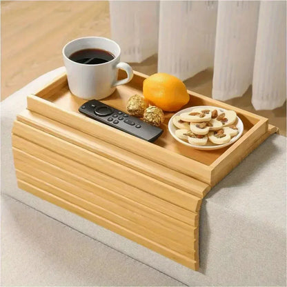 Sofa Armrest Foldable Tray Organizer Dinner Plate Storage Tray Multi-purpose