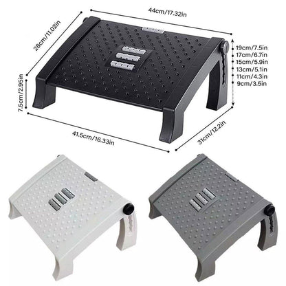 1PC Adjustable Office Foot Rest Pedal Stool Sofa Leg Support for Home or Desk Use - Black