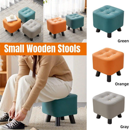 Small Stool Household Sofa Stool Shoes Changing Low Seat for Bedroom and Living - Green
