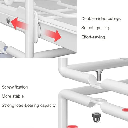 Pull Out Kitchen Storage Rack Basket Drawer Dish Organizer Slide Cabinet Shelf - White