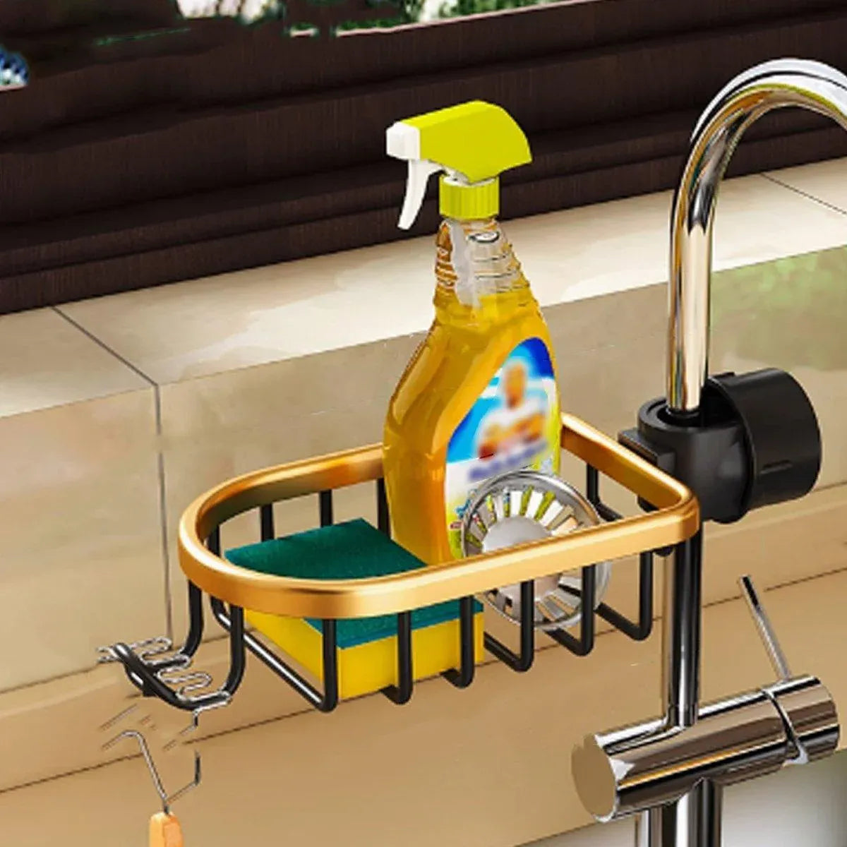 Adjustable Faucet Sink Shelf Drainage Rack Kitchen Storage Organizer for Home