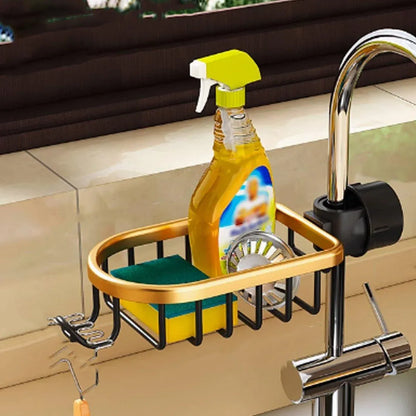Adjustable Faucet Sink Shelf Drainage Rack Kitchen Storage Organizer for Home