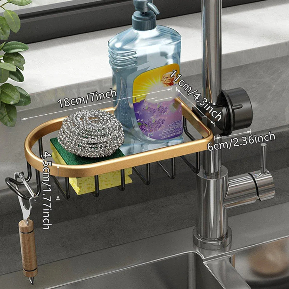 Adjustable Faucet Sink Shelf Drainage Rack Kitchen Storage Organizer for Home