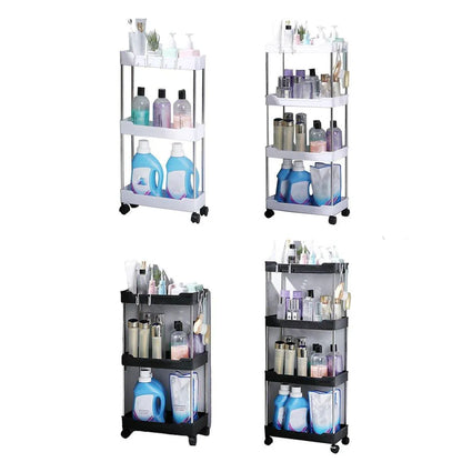 Multi Layer Rolling Storage Cart Kitchen Bathroom Organizer Shelf with Wheels - 3-Black