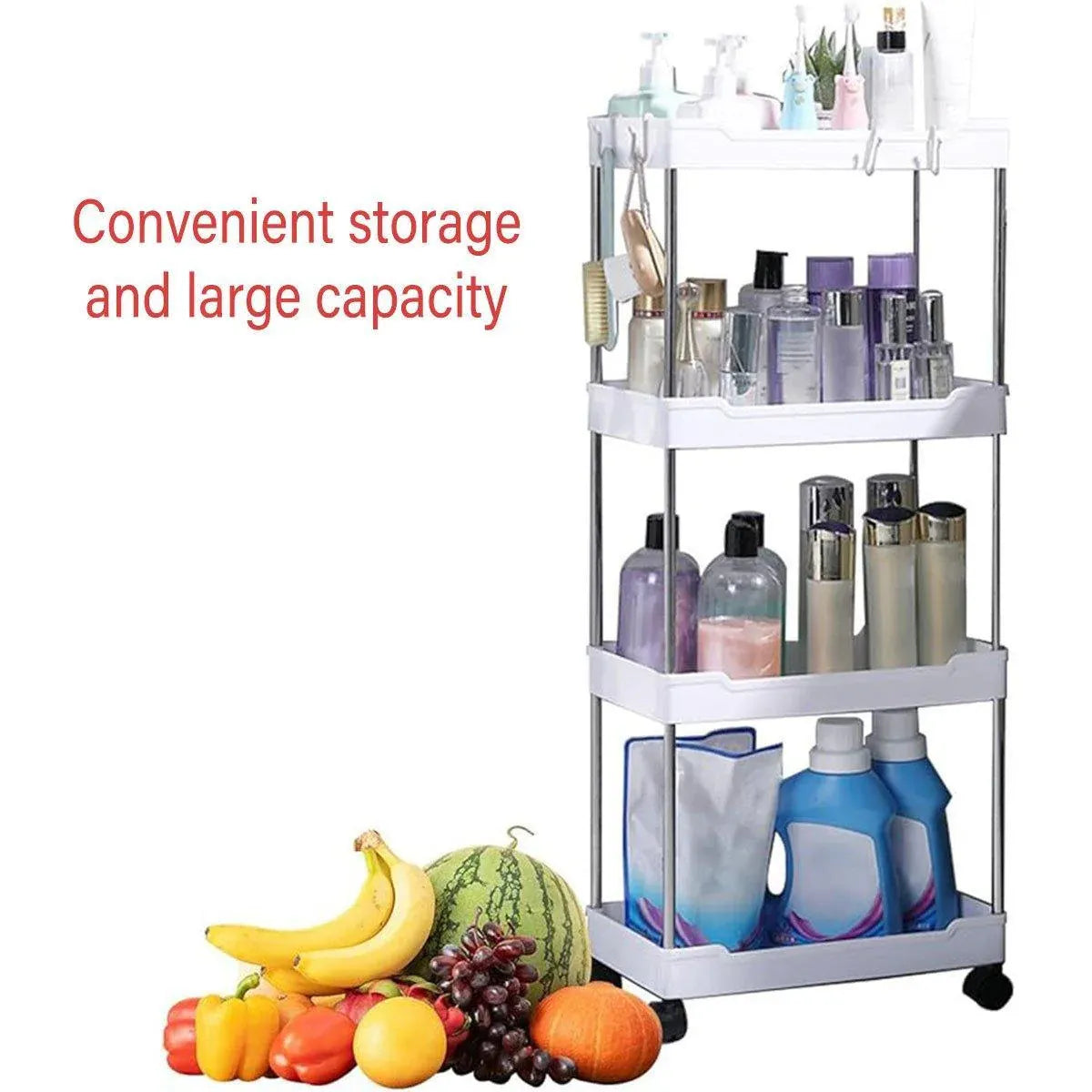 Multi Layer Rolling Storage Cart Kitchen Bathroom Organizer Shelf with Wheels - 3-Black