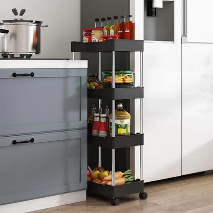 Multi Layer Rolling Storage Cart Kitchen Bathroom Organizer Shelf with Wheels - 3-Black