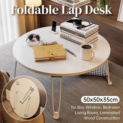 Small Foldable Computer Desk Portable Bed Table Round Home Office Laptop Stand