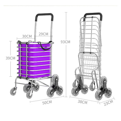 Folding Vegetable Basket Trolley Small Trailer Grocery Shopping Pulling Cart