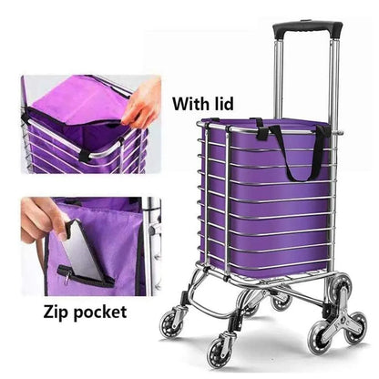 Folding Vegetable Basket Trolley Small Trailer Grocery Shopping Pulling Cart