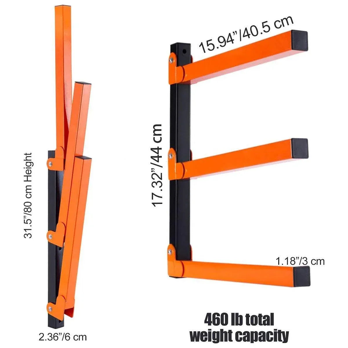 2PCS Wall Mounted Folding Storage Rack Carbon Steel Multi-Layer Organizer