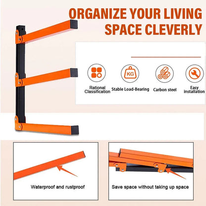 2PCS Wall Mounted Folding Storage Rack Carbon Steel Multi-Layer Organizer