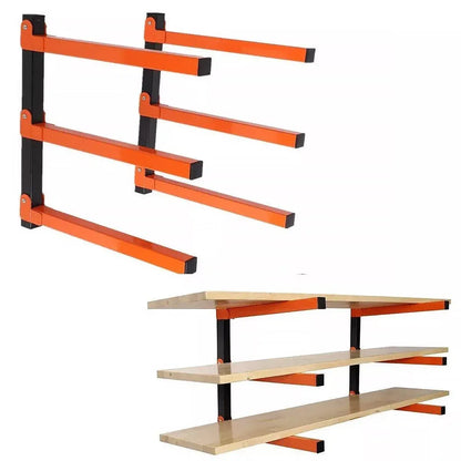 2PCS Wall Mounted Folding Storage Rack Carbon Steel Multi-Layer Organizer