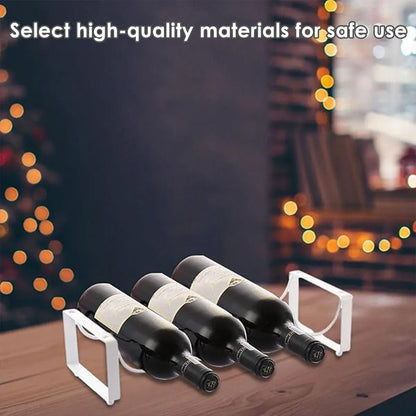Iron Wine Rack Bottle Holder Metal Display Stand Tabletop Decorative Storage - White