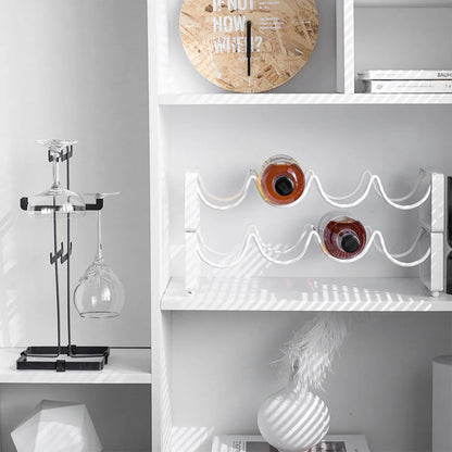 Iron Wine Rack Bottle Holder Metal Display Stand Tabletop Decorative Storage - White