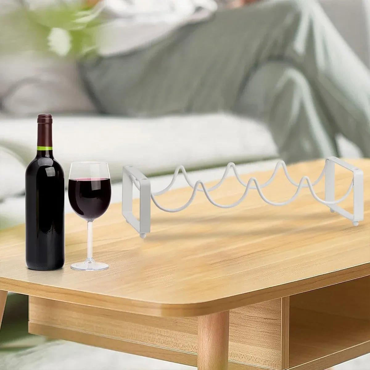 Iron Wine Rack Bottle Holder Metal Display Stand Tabletop Decorative Storage - White