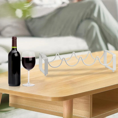 Iron Wine Rack Bottle Holder Metal Display Stand Tabletop Decorative Storage - White