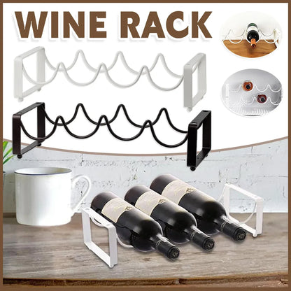 Iron Wine Rack Bottle Holder Metal Display Stand Tabletop Decorative Storage - White
