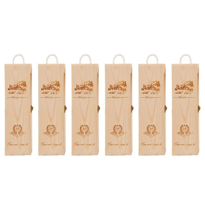 6pcs Red Wine Wooden Gift Box Packaging Storage Box for Wine Bottle Gifts - Single clamshell