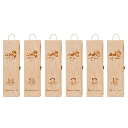 6pcs Red Wine Wooden Gift Box Packaging Storage Box for Wine Bottle Gifts - Single clamshell