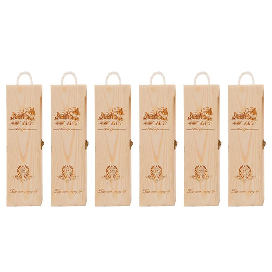 6pcs Red Wine Wooden Gift Box Packaging Storage Box for Wine Bottle Gifts - Single clamshell