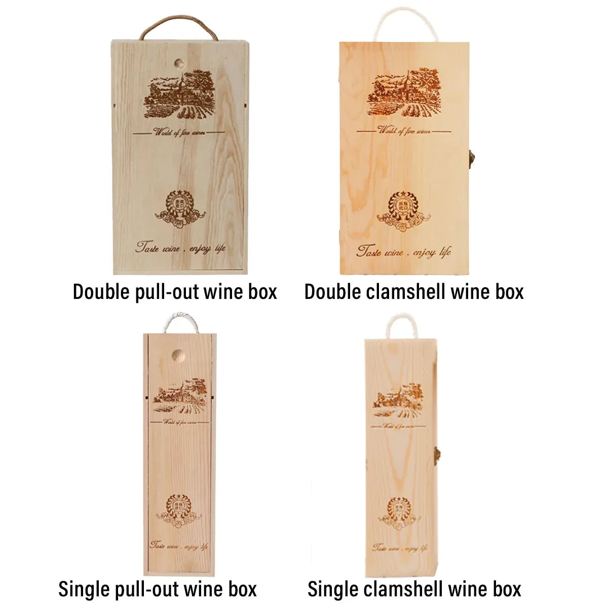 6pcs Red Wine Wooden Gift Box Packaging Storage Box for Wine Bottle Gifts - Single clamshell