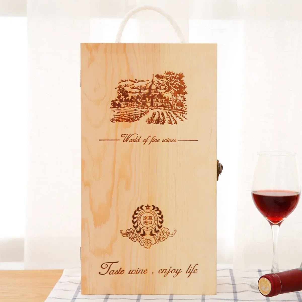 6pcs Red Wine Wooden Gift Box Packaging Storage Box for Wine Bottle Gifts - Single clamshell