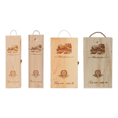 6pcs Red Wine Wooden Gift Box Packaging Storage Box for Wine Bottle Gifts - Single clamshell