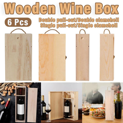 6pcs Red Wine Wooden Gift Box Packaging Storage Box for Wine Bottle Gifts - Single clamshell
