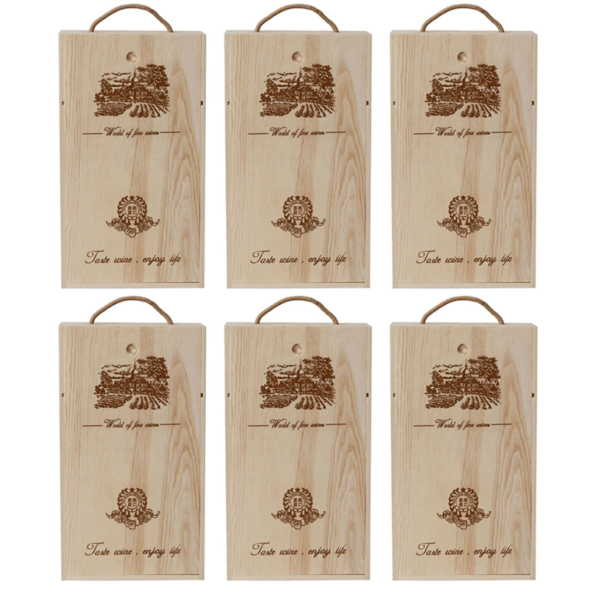 6pcs Red Wine Wooden Gift Box Packaging Storage Box for Wine Bottle Gifts - Single clamshell