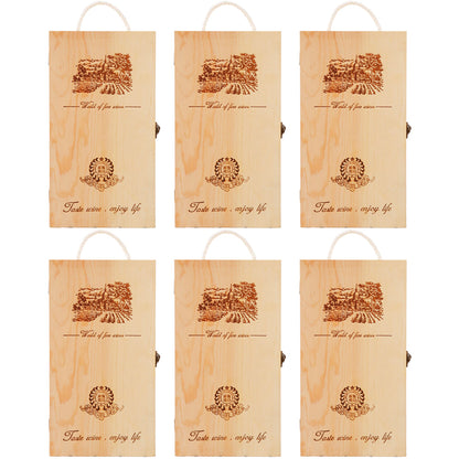 6pcs Red Wine Wooden Gift Box Packaging Storage Box for Wine Bottle Gifts - Single clamshell