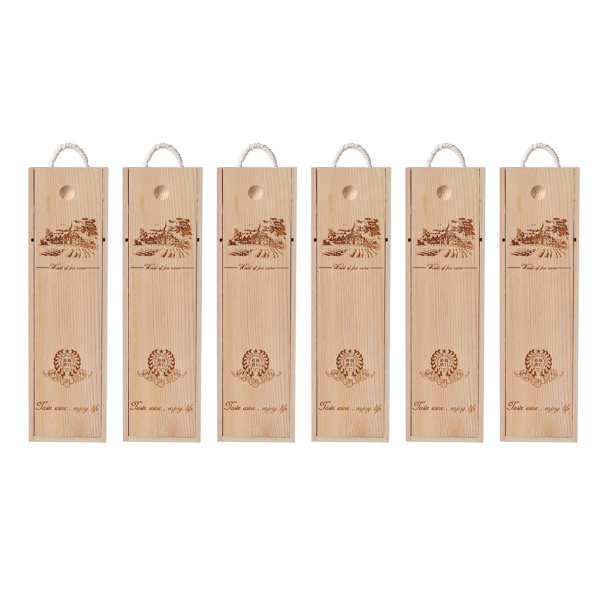 6pcs Red Wine Wooden Gift Box Packaging Storage Box for Wine Bottle Gifts - Single clamshell