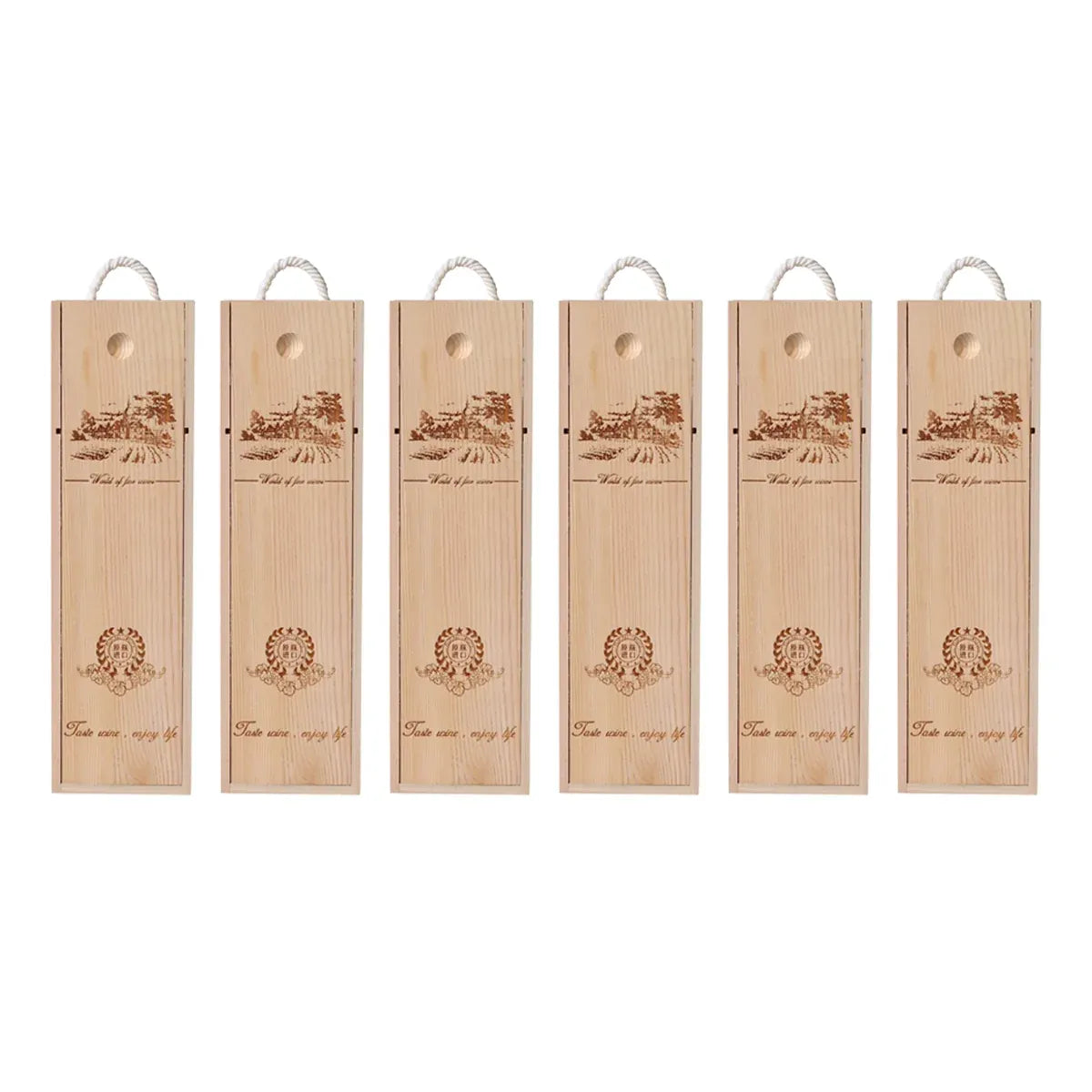 6pcs Red Wine Wooden Gift Box Packaging Storage Box for Wine Bottle Gifts - Single pull-out