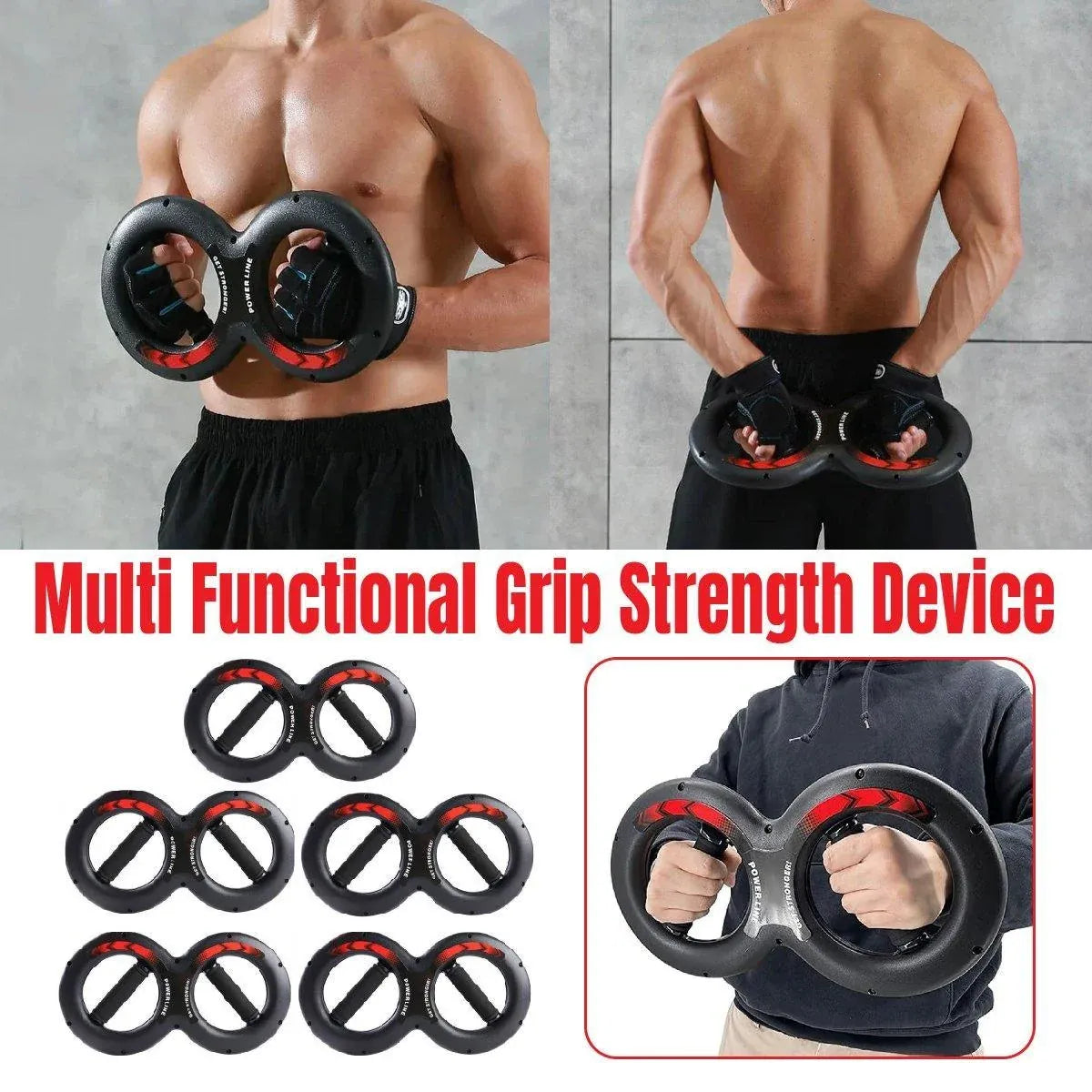 Multifunctional Arm Strength Grip Wrist Power Device Fitness Hand Grip Enhancer - 20kg