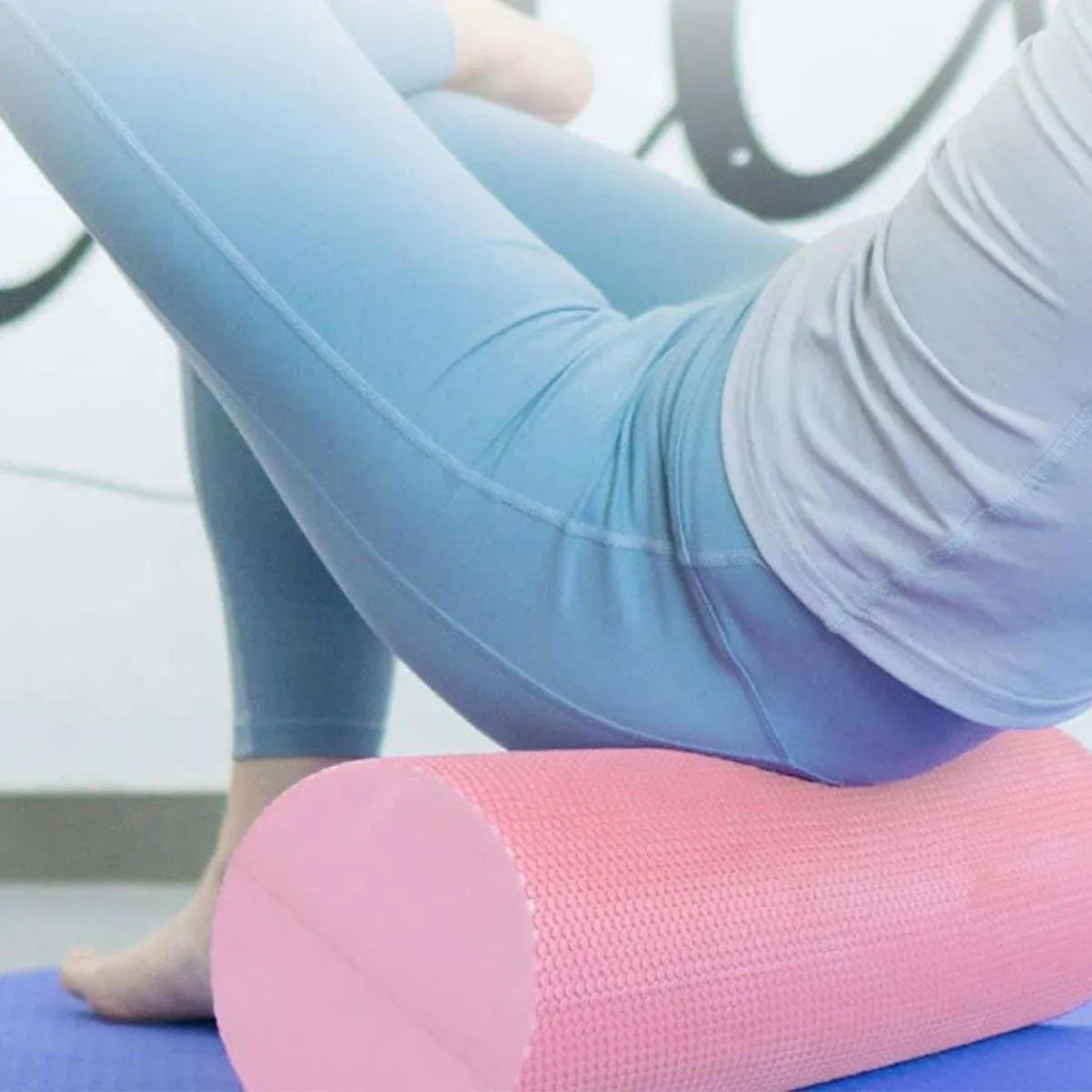 EVA Foam Yoga Massage Roller Solid Pilates Fitness Column for Muscle Recovery - Pink