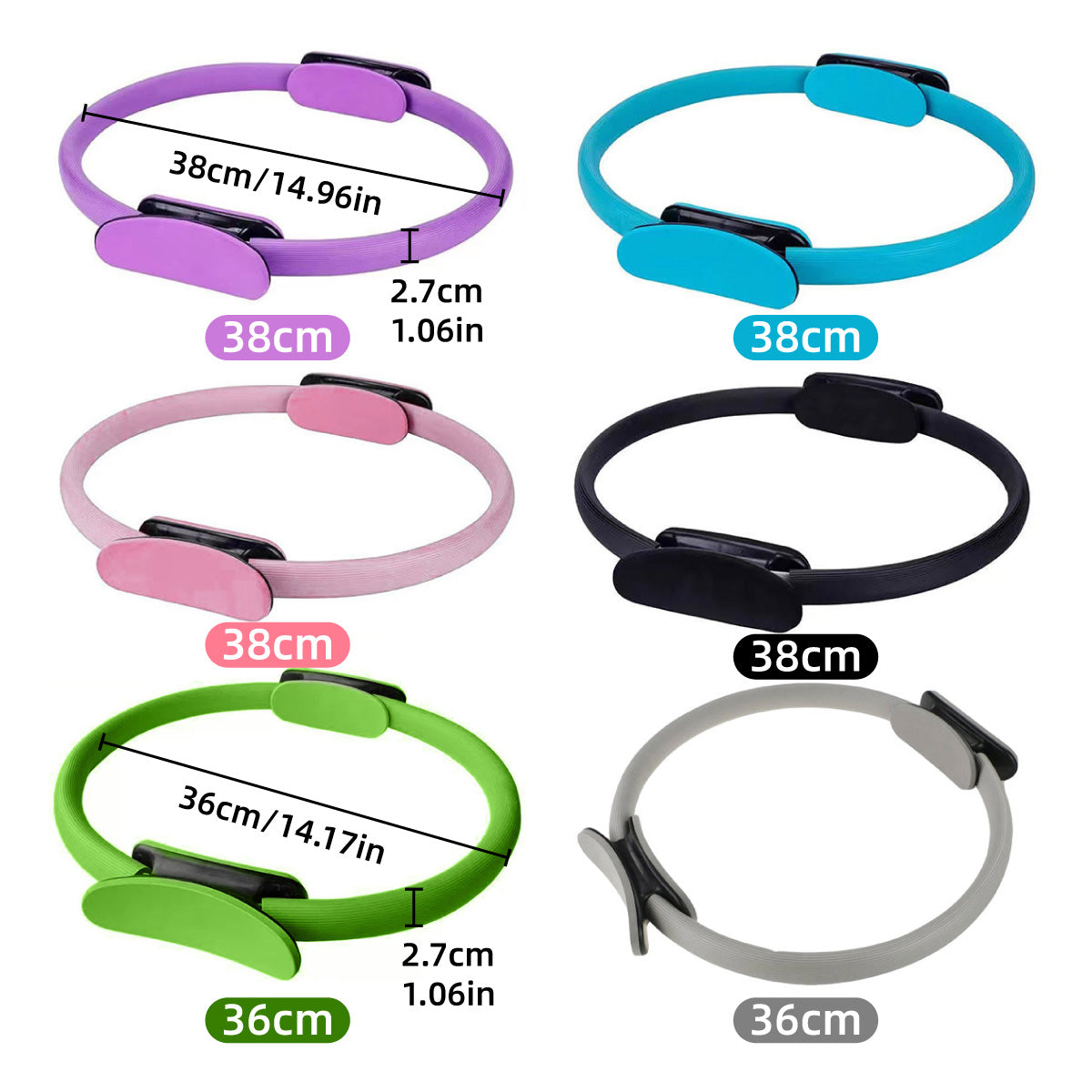 6 Colours Pilates Yoga Ring Magic Circle Fitness Equipment for Toning Slim Legs - Black