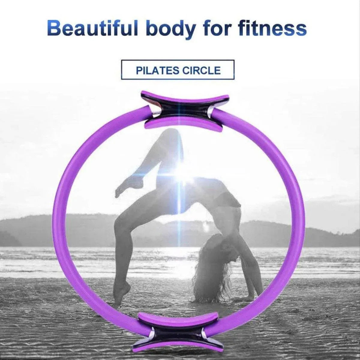 6 Colours Pilates Yoga Ring Magic Circle Fitness Equipment for Toning Slim Legs - Purple