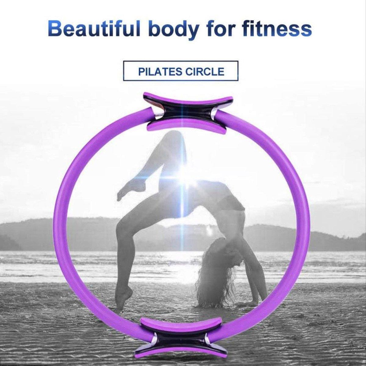6 Colours Pilates Yoga Ring Magic Circle Fitness Equipment for Toning Slim Legs - Purple