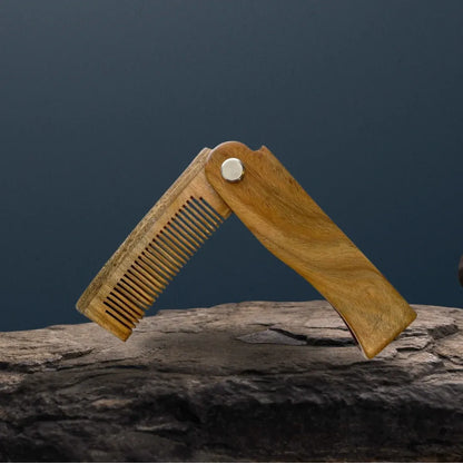 Wooden Folding Beard Comb