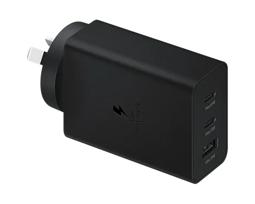 Samsung 65W Trio Adapter 2x USB-C + 1x USB-A Portable Fast Charger Black