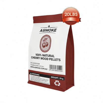 ASMOKE 100% Natural Cherry Wood BBQ Smoker Pellets (9kg / 20lbs)