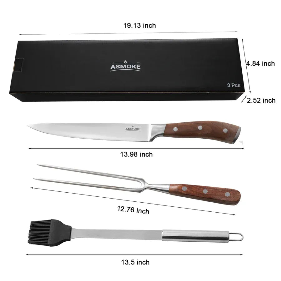 ASMOKE BBQ Knife Brush and Fork Set