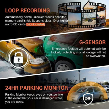1080P WiFi Dual Lens Dash Cam Front Rear Car DVR