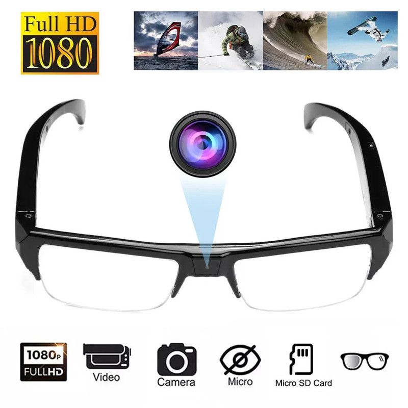 1080P HD Mini Camera Glasses Wearable DVR Video Recorder Black