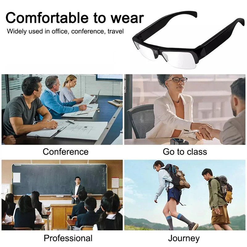 1080P HD Mini Camera Glasses Wearable DVR Video Recorder Black