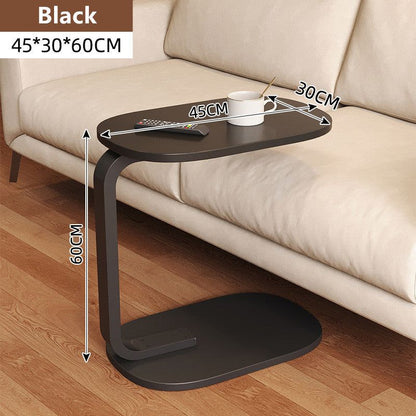 C-Shaped Side Table with Metal Frame