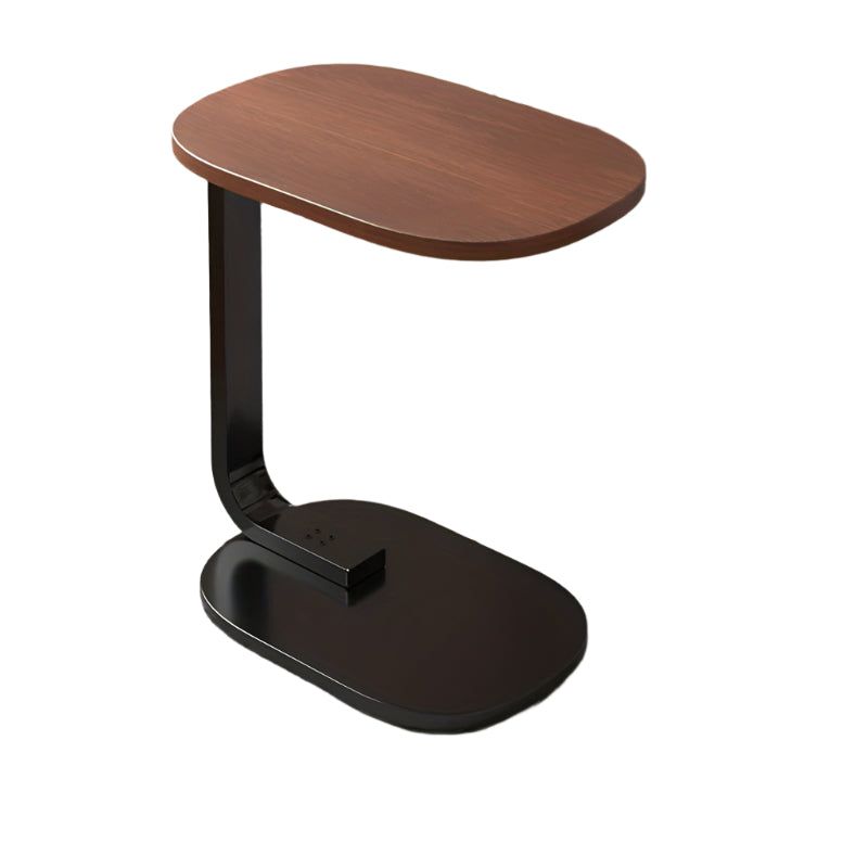 C-Shaped Side Table with Metal Frame