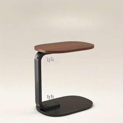 C-Shaped Side Table with Metal Frame