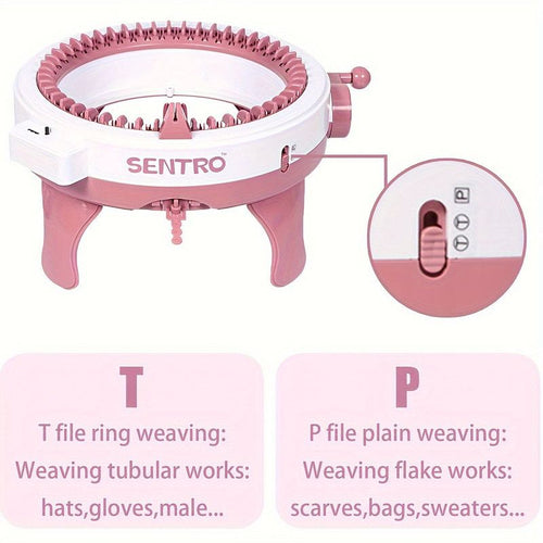48-Needle Pink Knitting Machine Kit for DIY Crafts