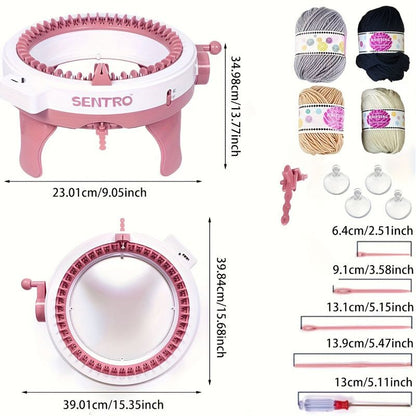 48-Needle Pink Knitting Machine Kit for DIY Crafts