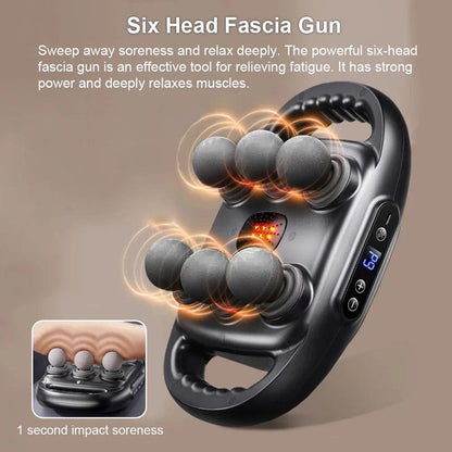 6-Head Fascia Massage Gun Tissue Muscle  Black